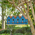 Glitzhome 17" L Retro Blue Distressed Solid Wood Birdhouse with Perch Garden Hanging Bird House for Outdoors