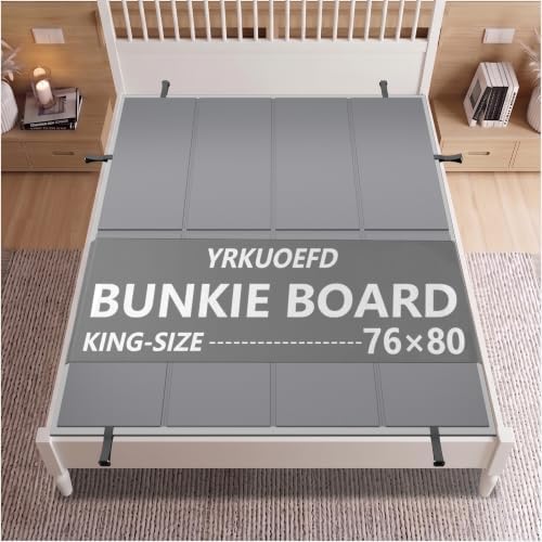 Bunkie Board King Size (76x80) - Premium 10mm Heavy Duty Low Profile Bed Board for Under Mattress, Breathable & Moisture Resistant,Noise Minimizing, Fits Metal FramesPlatform Beds (Grey)