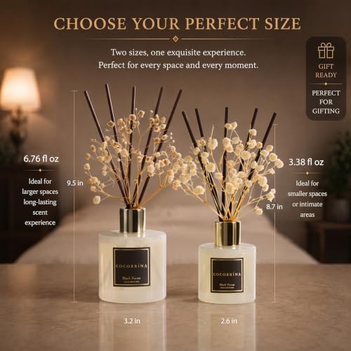 COCORRÍNA Reed Diffuser - Black Forest 3.38 fl oz Reed Diffuser for Bedroom Bathroom Home Décor