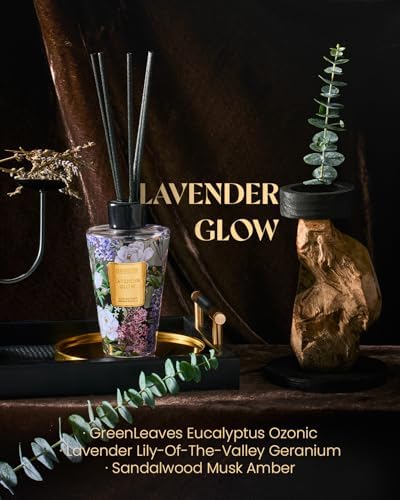 M&SENSE Reed Diffuser Set, Lavender Glow, 8.79 oz Natural Essential Oil