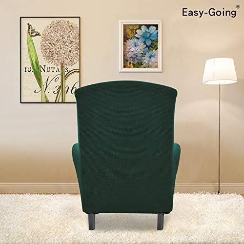 Easy-Going Stretch Wingback Chair Sofa Slipcover Dark Green