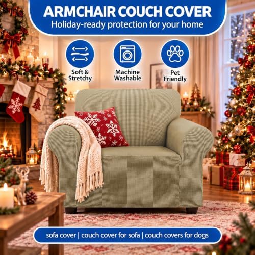 KEKUOU Stretch Chair Sofa Slipcover, Single Couch Cover,Tan