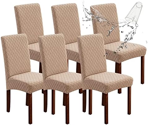 Waterproof Dining Room Chair Covers Set of 6 Slipcovers for Parson Chairs