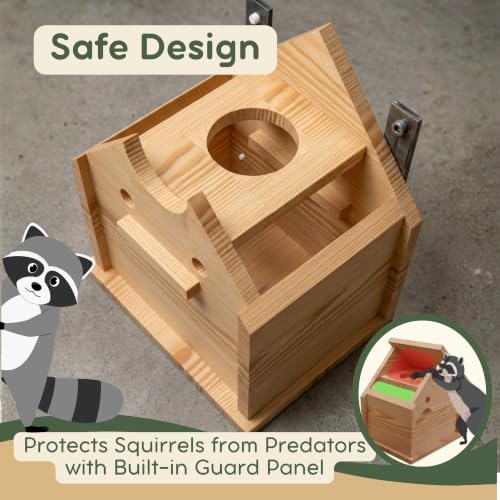 MrHN Squirrel House - Squirrel Houses for Outside Nesting, DIY Kit Squirrel Nesting Box, Squirrel Boxes for Outside, Chipmunk Houses MrHN V Roof
