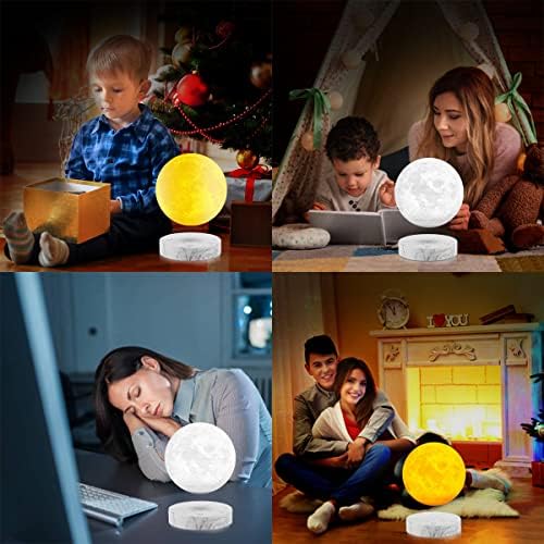 UVEHAS Floating Moon Lamp - Levitating Moon Light Touch Control 3 Colors LED Magnetic Levitation Spinning 3D Printing Lunar Night Light Desk Decorative Lamp for Room Decor Creative Gifts