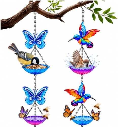 2 Pcs Mini Hanging Bird Bath, Bee Water Station, Butterfly & Hummingbird