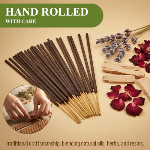 Tulasi Incense Sticks with Natural Oils Set of 6 Fragrances (120 Sticks) Hand Rolled Incense Sticks, Calming Home Aromatherapy, Meditation, Relaxing, Mixed Scents with Natural Oil