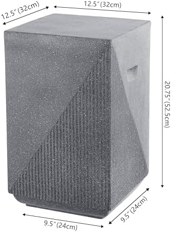 JONATHAN Y Adrian Outdoor Side Table Stool Polyresin 21", Gray Terrazzo