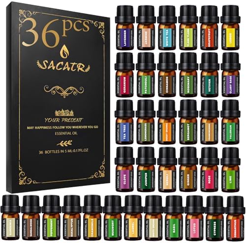 SACATR 36 Pcs Natural Essential Oil Sets,Fragrance Oil Scent (36 * 5ML)