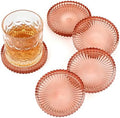 Modern Clear Coaster Set of 5- Glass Coasters for Drinks, Clear Red