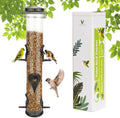 MIXXIDEA 1PK Metal Wild Bird Feeder,Squirrel Proof Bird Feeders for Outside,Hanging 6 Port Tube Bird Feeder Transparent Finch Bird Feeder for Attracting Birds in Your Lawn, Garden, Balcony – Coffee