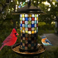 Solar Bird Feeder for Outdoor Hanging Stained Glass, Vita/Square