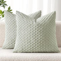 MIULEE Decorative Throw Pillow Covers 20x20 Light Green Textured Corduroy