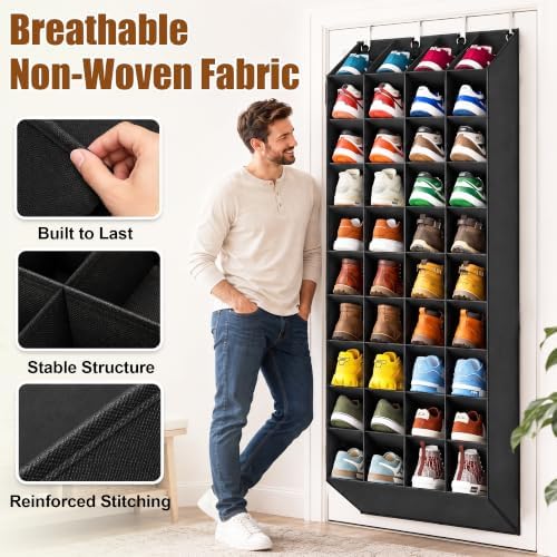 30-40 Pairs Over the Door Shoe Organizer, 10-Tier Door Shoes Rack