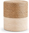 14" Boho Pouf Patio Ottomans Natural Straw Handweave Rustic Round Footstool