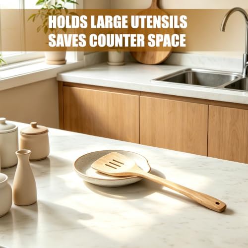 Ceramic Spoon Rest Holder for Stove Top Kitchen Counter,5" (Beige)