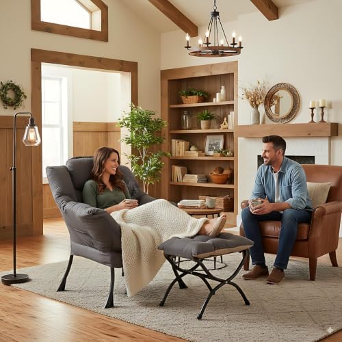LITA Lazy Chair with Ottoman, Comfy Accent Reading Chair