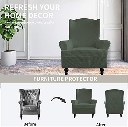 Easy-Going Stretch Wingback Chair Sofa Slipcover Olive Green