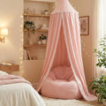 LOAOL Bed Canopy with Pom Pom Kids Reading Nook Hanging Tent (Pink)