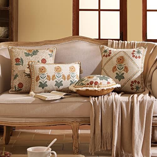 patdrea French Vintage Square Throw Pillow Cover,18"x18",Set of 2