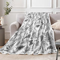 JAWO Floral Throw Blanket, Black White Flower Throws Wildflowers Botanical Plant Printed All Seasons, Vintage Cute Butterfly Flannel Blanket for Bedding Sofa Travel Couch Chair Sofa Home Decor,60x90