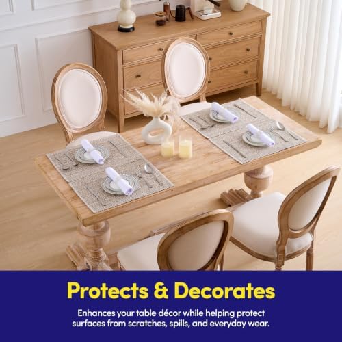 Sweet Home Collection 100% Cotton Placemats for Dining Room, Two Tone Woven Fabric, Soft Durable Table Mat Set, Set of 6, Eggshell, Rectangle 13" x 19" (Pack of 12)