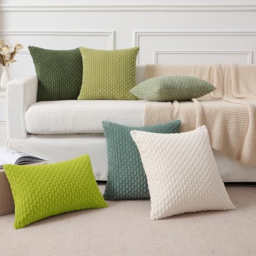 Kevin Textile Soft Corduroy 12"x20" Lumbar Pillow Covers 2 Pack, Xmas Green