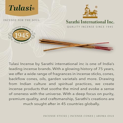 Tulasi Herbal Masala Incense Sticks Assorted/Variety Pack – 120 Hand Rolled Sticks, 6 Natural Scents | Sandalwood, Lavender, Patchouli, Palo Santo, White Sage | Aromatherapy