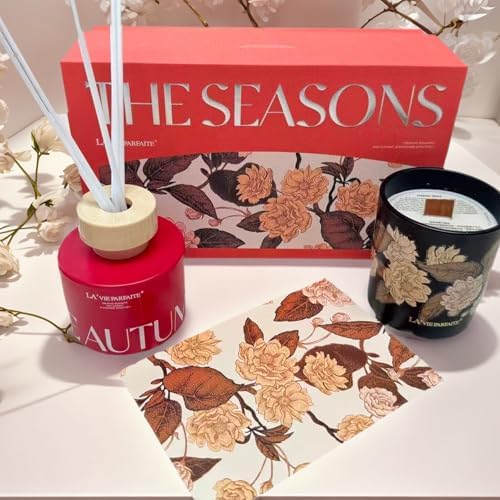 Scented Candle and Reed Diffuser Gift Set for Women – Natural Soy Wax Candle & Long-Lasting Reed Diffuser – Pear & Freesia Home Fragrance, Housewarming Gift for New Home
