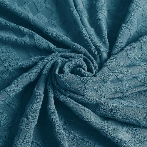 ZNSAYOTX 1 Piece Stretch Sofa Covers for 3 Cushion Couch (72"-90"), New Plaid Couch Cover with Non-Slip Buckle for Dog Pets, Ultimate Soft Cozy Washable Sofa Slipcover Form Fit Protector, Teal