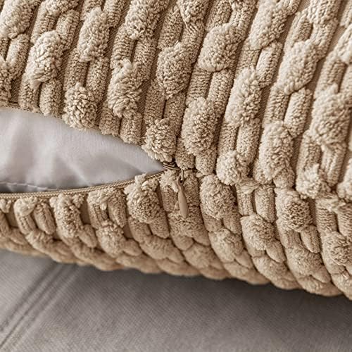 MIULEE Lumbar Decorative Throw Pillow Covers 12x20 Neutral Tan Corduroy