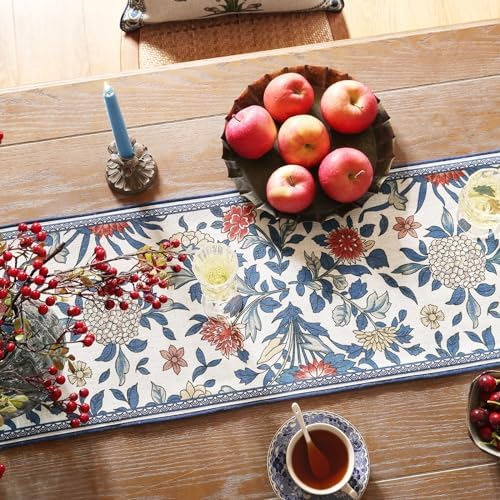 patdrea Designer Vintage French Dining Table Runner,12"X102"