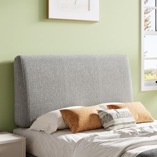 Pinmoco 4.7” Headboard for Full Size Bed, No Drill Needed, Gray