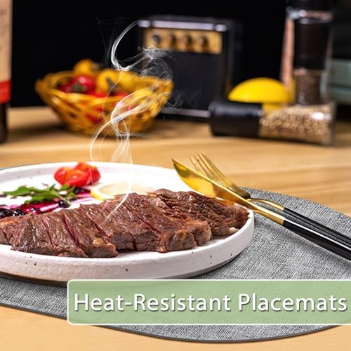 Faux Leather Oval Placemats Set of 12, Grey