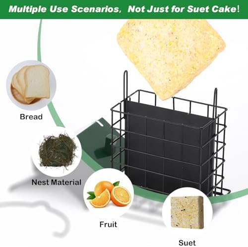 Gbekery All-Metal Double Suet Bird Feeder for Outdoors Hanging, Green Roof