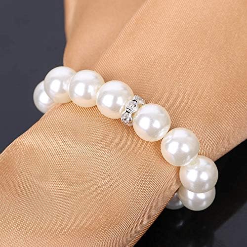 ZiDeTang 20Pcs Pearl Rhinestones Napkin Ring for Table Decoration Serviette Holder Party Decoration D