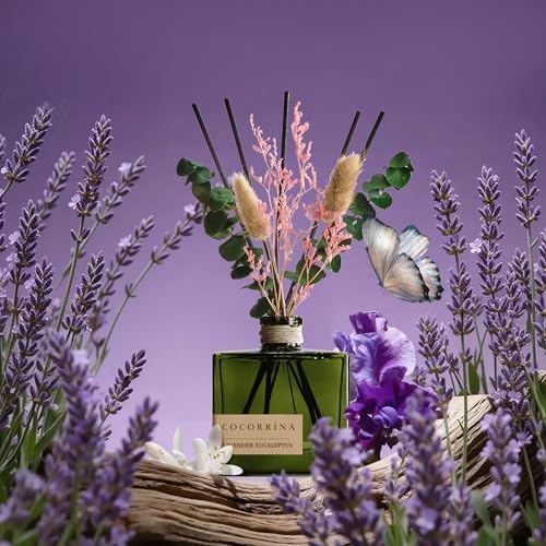 COCORRÍNA Dried Flowers Reed Diffuser, Lavender Eucalyptus Scent 6.76 fl oz