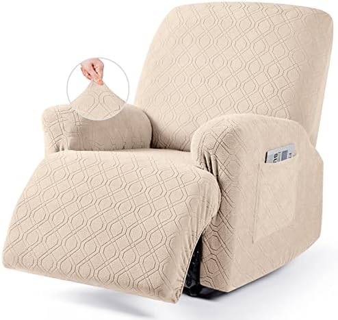 VANSOFY Oversized Stretch Recliner Chair Cover, Cream, 1 Seater
