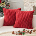 Kevin Textile Soft Corduroy 22x22 Inch Pillow Covers 2 Pack, Red