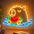 Capybara Neon Sign, Watermelon LED Wall Light for Room Decor