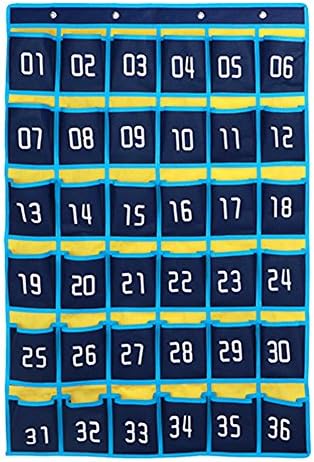 Loghot 36 Numbered Pockets Classroom Pocket Chart for Cell Phone Holder