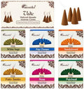 ARO VATIKA Vedic Incense Cones Variety Pack of 6 (Nag Champa, Palo Santo, Rose, White Sage, Sandalwood & Patchouli), Natural Non-Toxic Dhoop Cones for Meditation, Yoga, Relaxation & Home Fragrance