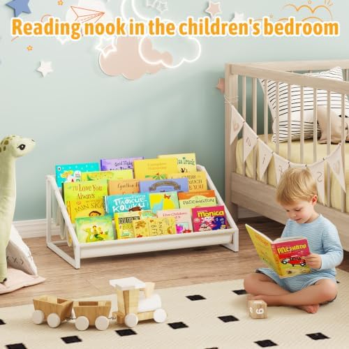 Aokitsink Toddler Bookshelf,Montessori Bookshelf,Bookshelves for Toddlers and Nursery,4 Tier Baby Bookshelves for Kids Rooms,Nursery,Playroom,Baby Room, Small Children Classroom