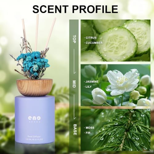 Reed Diffuser Set with Dried Flowers, 5.1 fl oz / 150ml, Morning Garden - Home Fragrance Diffuser with Sticks for Bathroom Shelf Decor, Bedroom, Office & Gift