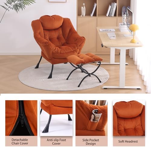 LITA Lazy Chair with Ottoman, Comfy Accent Reading Chair