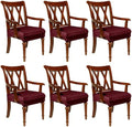 Havawish Extra Wide Dining Chair Seat Covers, Wine Red, Velvet, 6 Pcs