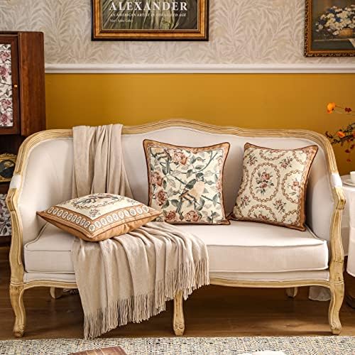 patdrea Designer Vintage Square Throw Pillow Cover,18"x18",Set of 2