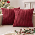 MIULEE Christmas Decorative Throw Pillow Covers 20x20 Burgundy Textured