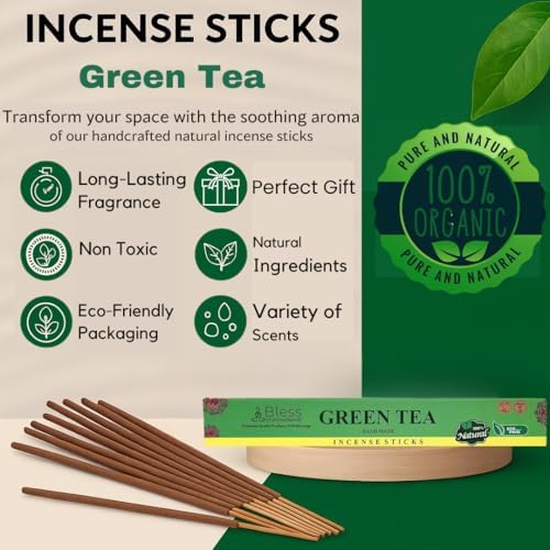Bless-Organic-Green-Tea 100%-Natural-Handmade-Incense-Sticks