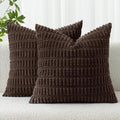 MIULEE Corduroy Decorative Throw Pillow Covers 20x20 Dark Brown Pack of 2